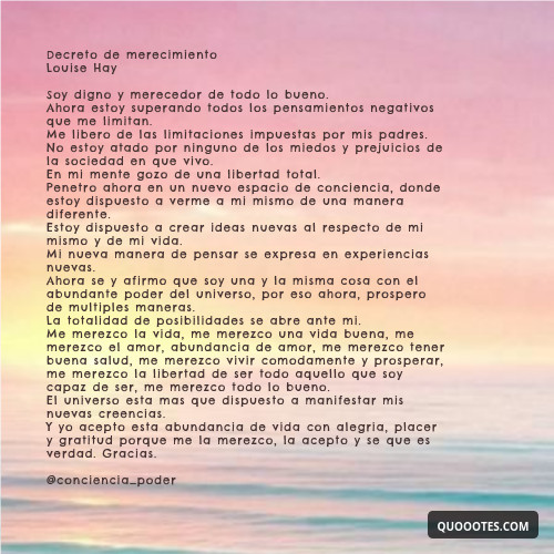 Quoootes Decreto De Merecimiento Louise Hay Soy Digno Y Merecedor De