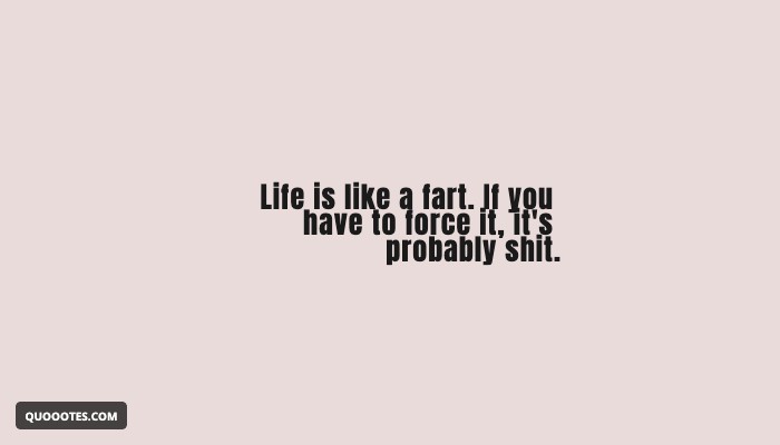 Image with text about Life is like a fart. If you have to force it, it's probably shit.