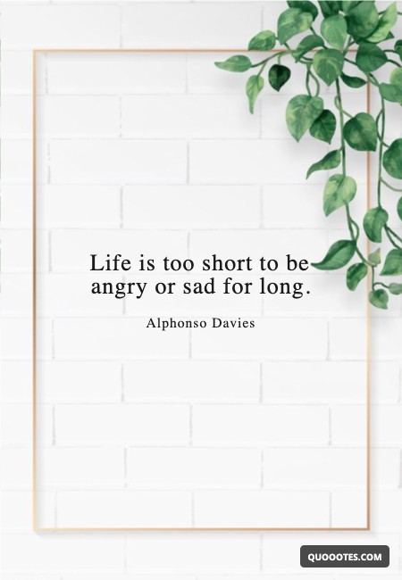 Life is too short to be angry or sad for long.